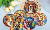 Puraikcmi 6pcs Dogs DIY Diamond Art Painting Kits Coasters with Holder, Diamond Coasters by Number Adults Crafts Full Drill Round Mosaic Stitch Art Craft Supplies Puraikcmi