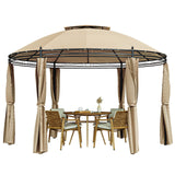 Tangkula 11.5x11.5 ft Round Patio Gazebo, 2-Tier Dome Gazebo with Removable Side Curtains, Heavy Duty Steel Frame, Outdoor Gazebo Pavilion for Tangkula