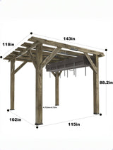 KYBOLT 10 X 12 Ft Wood Pergola with Retractable Sunshade Canopy, Solid Structure, Outdoor Pergola for Deck, Garden, Backyard - Charcoal Gray KYBOLT