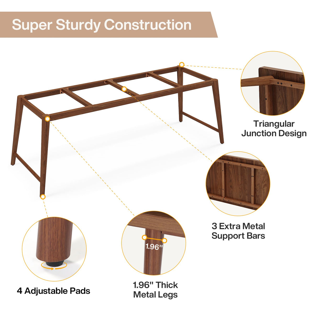 Tribesigns 78.7" Extra Long Desk, Large 2-Person Computer Desk Writing Desk, Double Home Office Desk Study Work Table with Metal Legs, Rich Walnut Tribesigns