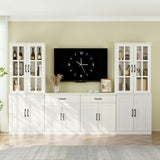 VOWNER 95" TV Stand for TVs up to 75", 4-Piece TV Hutch with Cabinets, Entertainment Center with Bookshelves, Modular TV Console for Living Room, 2D+2F (White) VOWNER