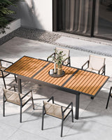 ZANDOR Expandable Outdoor Dining Set for 4-6-8,Patio Table and Chairs Set with Wood Top for Garden,Backyard,Porch,55"-82.7" Extendable Aluminum Outdoor Table Set with 4 Chairs,Grey ZANDOR