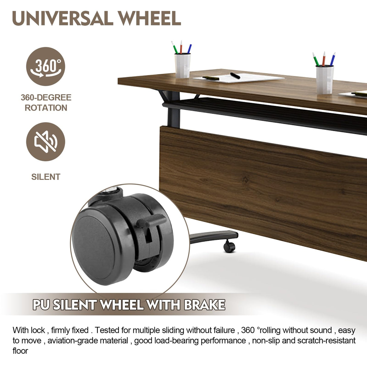 Conference Table, Folding Conference Room Tables With Flip-Top Design Rectangular Modular Conference Room Table with Caster, for Office Conference Room Training Room ( 6PCS 55.1 * 23.6 * 29.5in) GOYQGLE