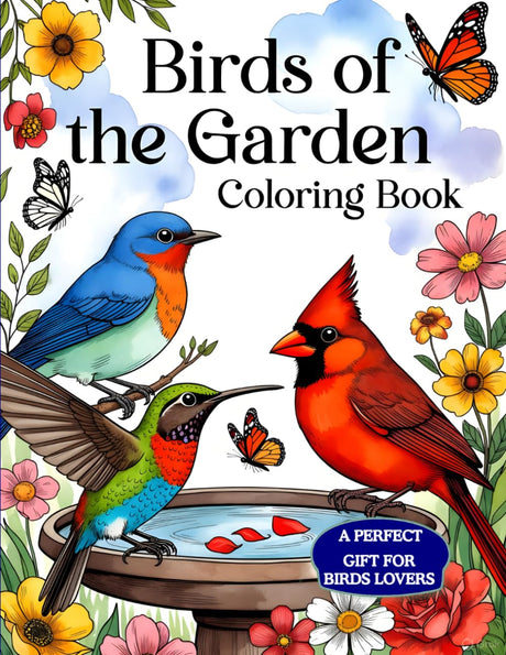 Birds of the Garden:Coloring Book: A Bold and Simple Garden Bird Coloring Book for All Ages | 38 Stress-Relieving Large Designs Featuring Backyard ... Flowers (Nature’s Wonders Coloring Books) Majosta