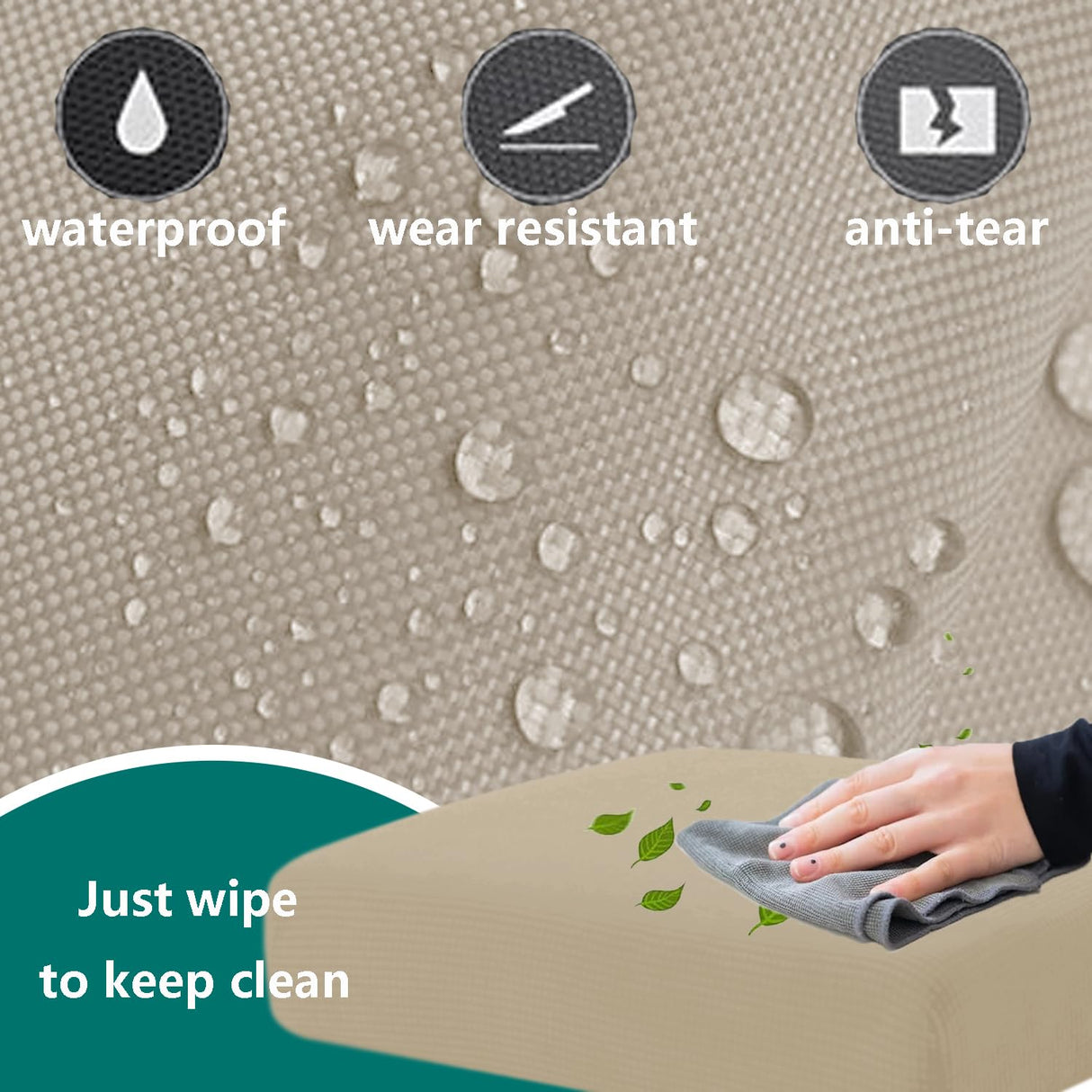 TECOSARA Outdoor Cushion Covers Replacement 14 Pcs Patio Cushion Covers fit for 7Pieces 6-Seater Wicker Rattan Sectional Couch Sofa Outdoor Cushion Slipcovers Set Seat and Back Cover Only, Beige TECOSARA