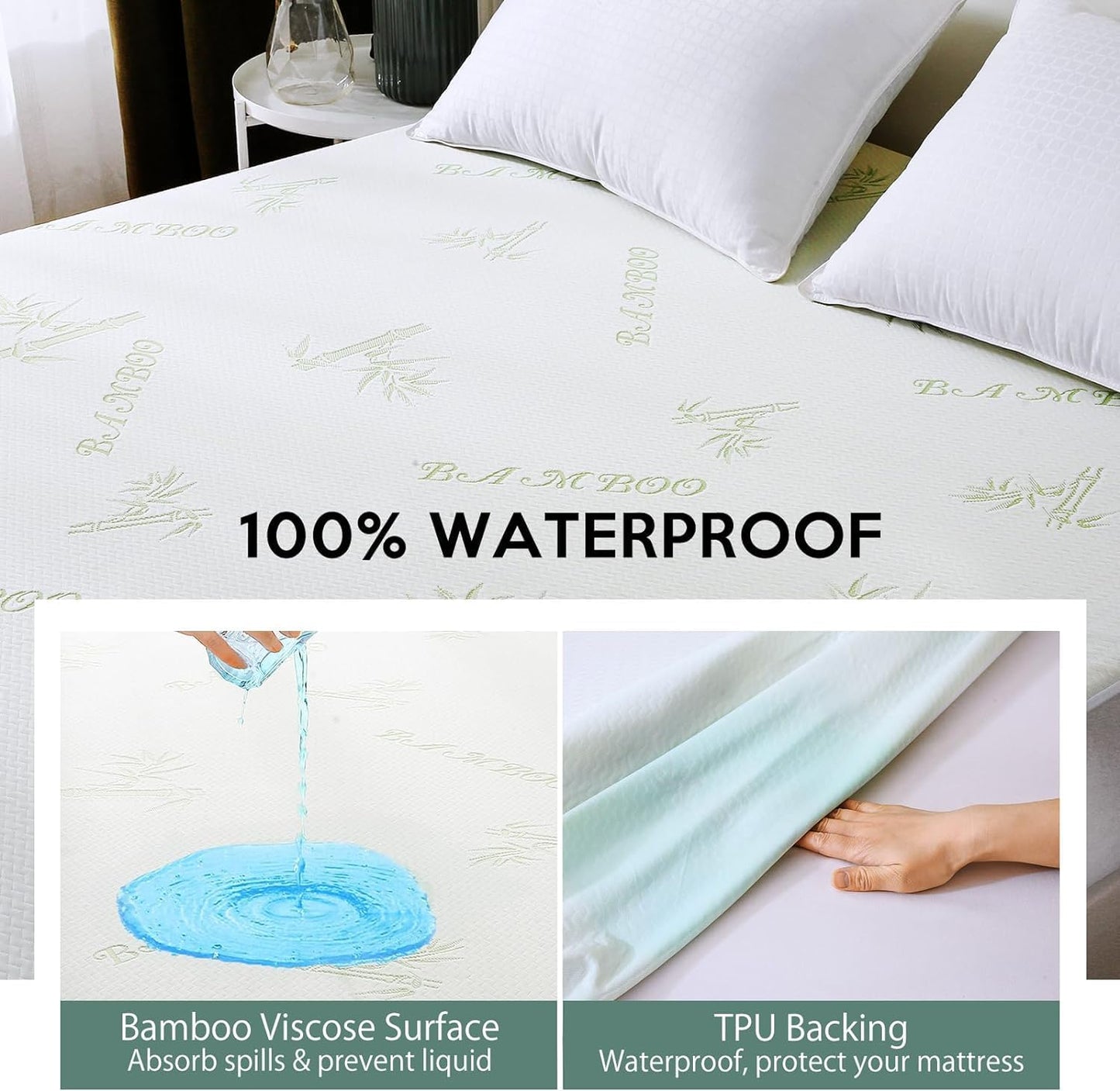 MUXHOMO 2 Pack King Mattress Protector, 100% Waterproof King Size Mattress Cover Protector, Cooling and Breathable Mattress Pad Cover, Deep Pocket 8"-21"