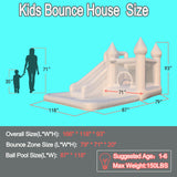 13.5ft * 9.5ft White Bounce House with Ball Pit and Blower, White Bounce House Castle for Kids Birthday Parties, Events Felizhus