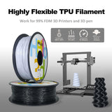 HEllO3D TPU Filament 1.75mm Flexible 3D Printer Filament,85A Soft 3D Printer Filament,TPU Elastomer 3D Filament,Vacuum Packed,Dimensional Accuracy +/- 0.05mm,1Kg Spool (1KG)(Black) HELLO3D