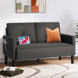 CHYMSUN 56" W Loveseat Sofa, Mid Century Modern Sofa Couch w/ 2 USB & Side Pocket, Small Love Seat Sofas for Living Room, Tufted Couches for Small Spaces, Bedroom, Office, Apartment (1, Dark Grey) CHYMSUN