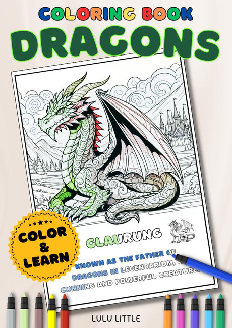 Coloring Book DRAGONS: Color & Learn (Color While You Learn) WoodArtSupply