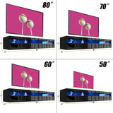 wuleen Floating TV Stand, 71" Floating Entertainment Center Wall Mounted,Floating Wall Mounted TV Shelf with Led Lights and Power Outlet,Modern High Gloss tv Cabinet Media Console with Storage wuleen