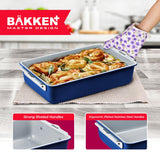 Bakken 8-Piece Stackable Bakeware Set - Ceramic Non-Stick Coating, Baking Sheets, Assorted Baking Pans, PTFE, PFOA & PFOS Free - Healthy Baking, Ergonomic Handles, Cooling Rack, Non-Toxic, Oven-Safe Bakken- Swiss