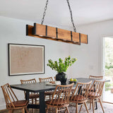 Rustic Wood Chandelier farmhouse light fixtures,hanging wooden beam light for Kitchen Island,Farmhouse Chandelier wood pool table light,wood island led light rustic hanging light BAOURE