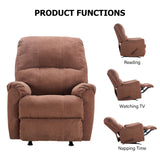 CANMOV Rocker Recliner Chair for Adults,Manual Recliner Chair with Overstuffed Backrest and Armrests, Soft Fabric Manual Rocking Reclining Sofa for Living Room,Brown CANMOV
