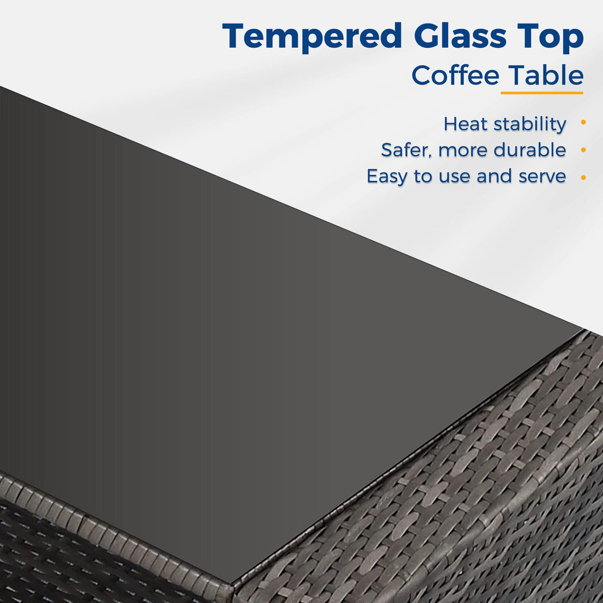 Wisteria Lane 4 Piece Outdoor Patio Furniture Sets, Wicker Conversation Set for Porch Deck, Grey Rattan Sofa Chair with Cushion （Dark Grey Wisteria Lane