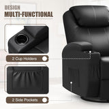 JUMMICO Recliner Chair, Rocking Massage Chairs, Home Reclining Sofa Chair, PU Leather, Ergonomic Living Room Chair with Cup Holders, Remote Control (Black) JUMMICO