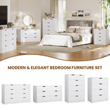 BTHFST 4 Drawers White Dresser for Bedroom, Modern Wood Chest of Drawers 4 Drawer Dresser with Large Capacity for Living Room, Closet, Hallway, Entryway BTHFST