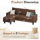 Homall Sofa for Living Room, Couch with Convertible Chaise, 3 Seat L-Shaped Sofas, Comfy Fabric Couches for Apartment, Small Space, Elegant Brown Homall