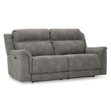 Signature Design by Ashley Next-Gen DuraPella Faux Leather Zero Wall Power Reclining Sofa with USB, Slate Gray Signature Design by Ashley