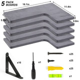Fixwal Corner Floating Shelves Set of 5, Rustic Wood Wall Mounted Corner Shelf for Bathroom, Kitchen, Bedroom, Home Decor, Laundry Room, Living Room(Gray) Fixwal