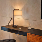 Side Table Lamp with Dual USB Ports, Dimmable Bedside Lamp Modern Nightstand Lamp Desk Reading Lamp with Linen Lampshade for Bedroom, Living Room, Study Room, Office, 9W 3000K LED Bulb Included Seaside village