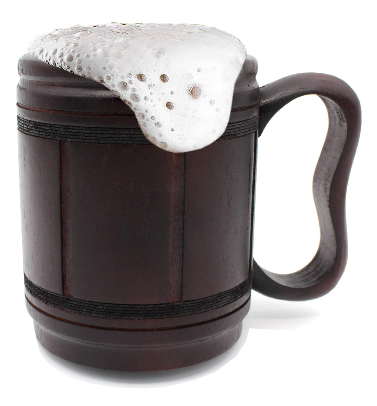 5MOONSUN5's Handmade wooden Beer Mug copper Cup Carved Natural Beer Stein Old-Fashioned Barrel Brown Vintage Bar accessories - Wood Carving Beer Mug Great Retro Design Beer Tankard for Men 16oz, 5MOONSUN5