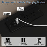 Loomie 12 Drawer Black Dresser with Charging Station & Led Lights for Bedroom, Long 63" Quadruple Wide Dresser TV Stand for TVs up to 75", Large Dressers Organizer with 4 Open Cubbies for Living Room Loomie