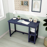 Max & Lily Solid Wood Desk With Shelves, 47 Inches, Blue Max & Lily