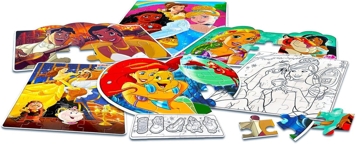 Disney Puzzle Activity Set for Girls - Bundle with 10 Jigsaw Puzzles for Girls Featuring Princesses, Minnie Mouse Plus Stickers | Disney Princess Puzzles for Kids 4-6 Disney