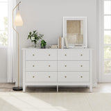 FOTOSOK White Dresser, Chest of Drawers, Modern 6 Drawer Double Dresser with Deep Drawers, Wide Storage Organizer Cabinet for Living Room, Hallway FOTOSOK
