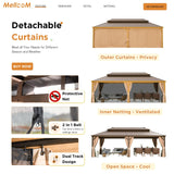 MELLCOM 12' x 24' Gazebo, Hardtop Gazebo Wood-Looking Gazebo with Galvanized Steel Double Roof, Aluminum Frame, Outdoor Patio Hardtop Gazebo with Netting and Curtains for Deck, Backyard, Patio, Lawns MELLCOM