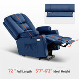 MCombo Large Power Lift Recliner Chair Sofa with Massage and Heat for Big and Tall Elderly People, 3 Positions, Cup Holders, and USB Ports, Faux Leather 7539 (Large, Navy Blue) MCombo