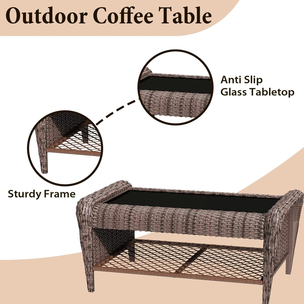 EROMMY Outdoor Swivel Chairs Set,8 Pieces Rattan Wicker Furniture Set,Patio Conversation Sets with Lovesat,3-Seat Sofa,2 Ottomans,Coffee Table and Side Table,for Porch Pool Yard Garden,Beige-8 Pcs EROMMY