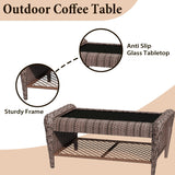 EROMMY Outdoor Swivel Chairs Set,8 Pieces Rattan Wicker Furniture Set,Patio Conversation Sets with Lovesat,3-Seat Sofa,2 Ottomans,Coffee Table and Side Table,for Porch Pool Yard Garden,Beige-8 Pcs EROMMY