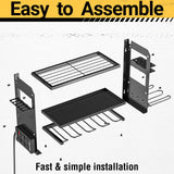 YYR Power Tool Organizer Wall Mount with Charging Station, Cordless Tools Hanger and Battery Storage Rack for Garage Organization, Heavy Duty Drill Holder Shelf Build in Metal Power Strip - Black YYR