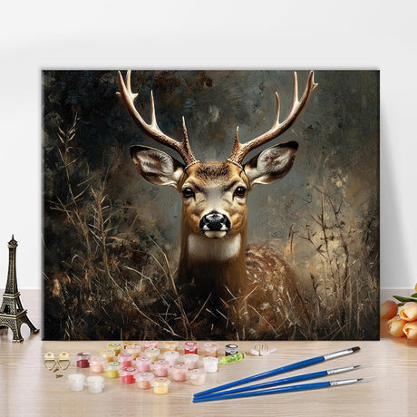 TUMOVO Deer Paint by Numbers Kit for Adults Beginner DIY Colorful Wildlife Paint-by-Number Kits On Canvas Oil on Canvas Animal Portraits Paintings for Home Office Wall Decor 16x20 inch Frameless TUMOVO