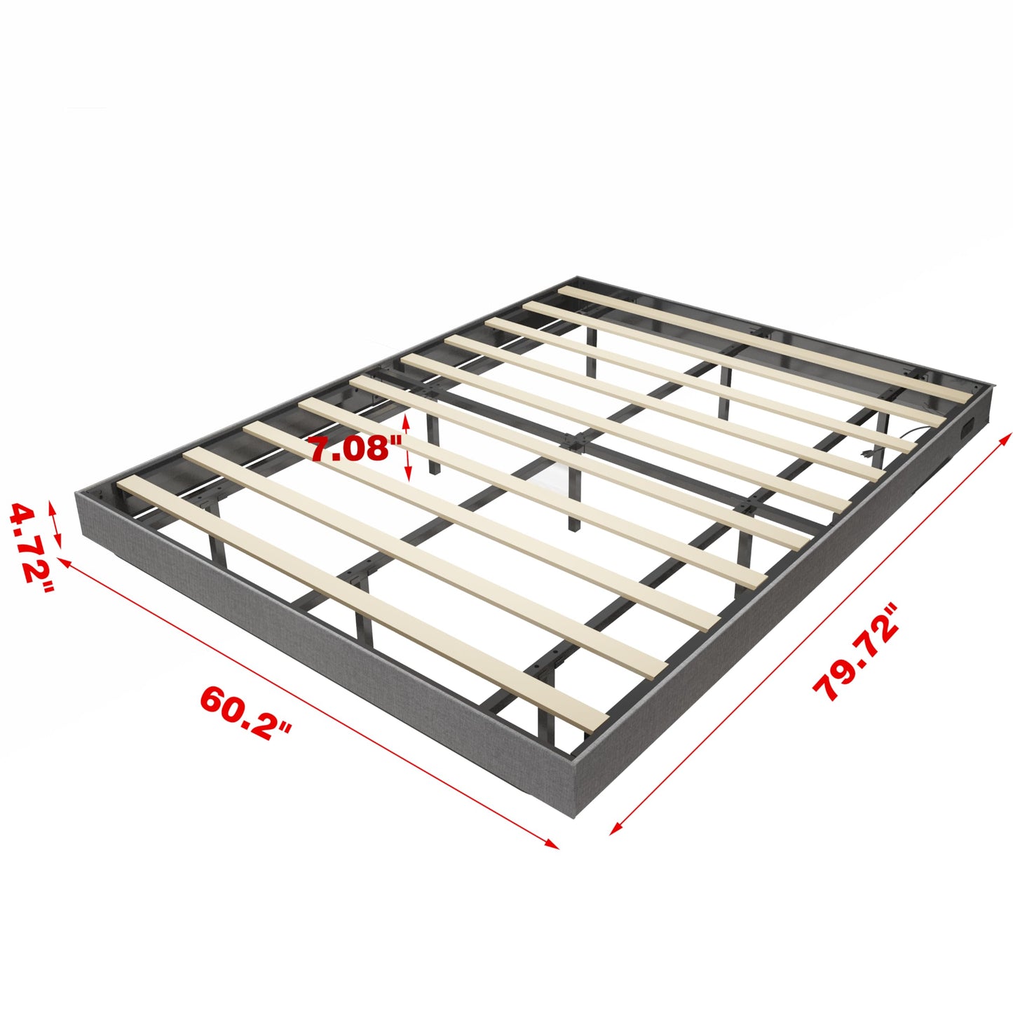 SAVOLIFE Grey Queen Floating Bed Frame with LED Strips and Built-in Charging Station - WoodArtSupply