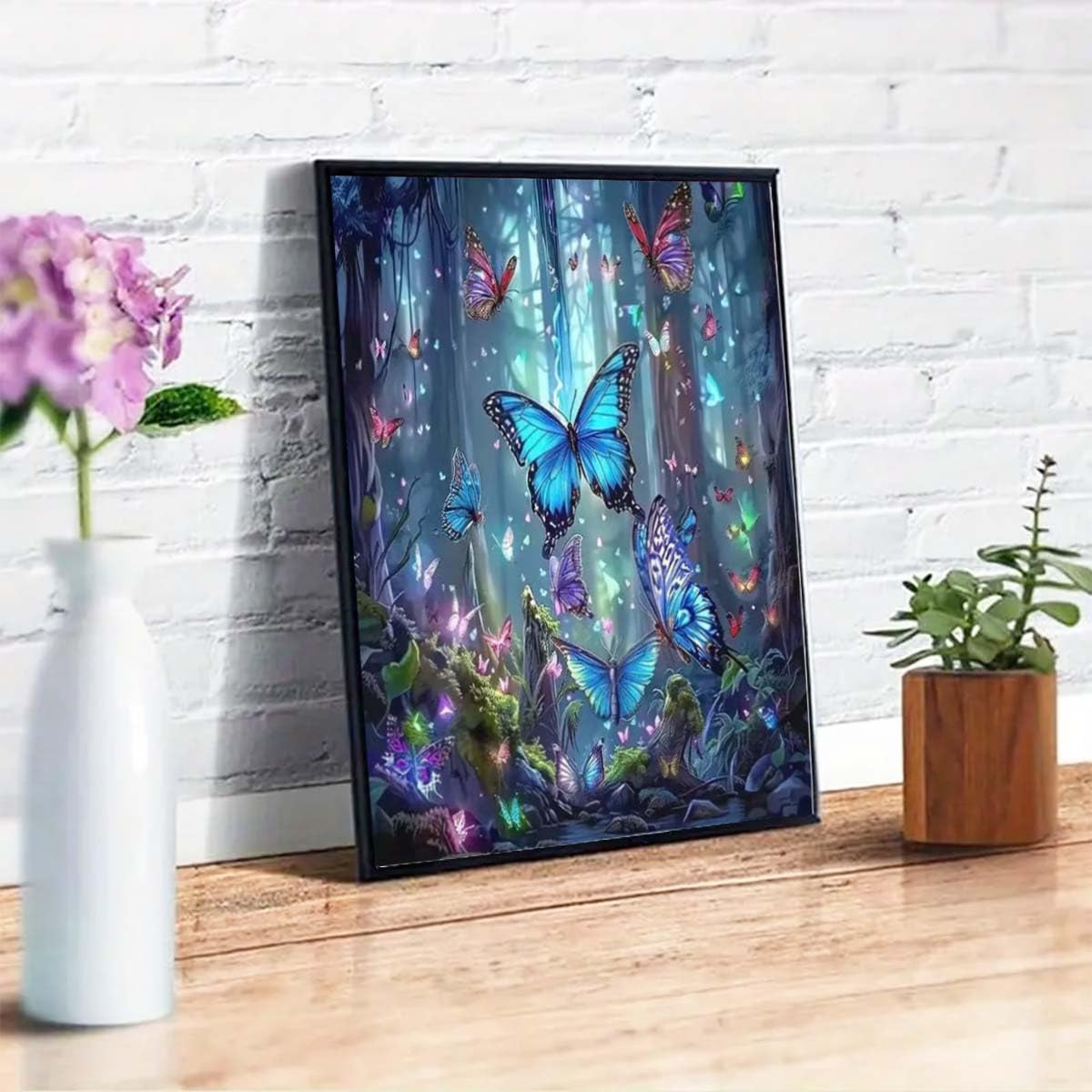 GEMFAMILY Butterfly Diamond Art Kits for Adults,5D Diamond Painting Kits for Butterfly Forest,DIY Round Full Drill Diamond Painting Kits for Beginner Home Wall Decor12 X 16Inch GEMFAMILY