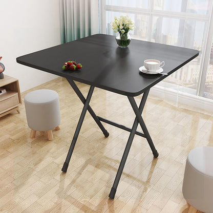 Walbest Foldable Dinner Table for 4, Square Solid MDF 4 Persons Home office Study Computer Desk Home Improvement Black - WoodArtSupply