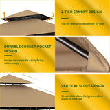 Jorohiker 5' x 8' Grill Gazebo Replacement Canopy Roof Only,Waterproof Double Tiered Shelter Cover,Outdoor BBQ Gazebo Canopy Top Fit for Gazebo Model L-GG001PST-F Jorohiker