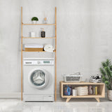 Bloddream Bathroom Organizer, 3-Tier Over The Toilet Storage Space Saver Ladder Shelf Leaning Solid Wood Storage Rack, Over-The-Toilet Storage Shelves for Bathroom, Natural Pine Wood, Adult, 67.7" Bloddream