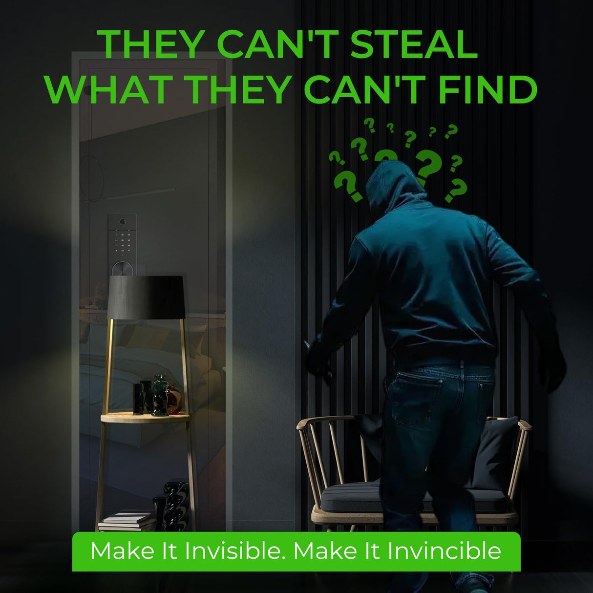 MyVoice 53" In-Wall Gun Safe Between Studs, Dual Alarm System Hidden Rifle Safe with Electronic Touchscreen Lock, 19-Gauge Steel for Concealed Firearm Storage, Silent Mode Home Defense, Quick-Access MyVoice