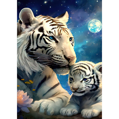 DOMROM White Tiger Diamond Painting Kits for Adults, Tiger Full Drill Diamond Dots Paintings for Beginners, Round 5D Paint with Diamonds Pictures Gem Art Painting Kits DIY Crafts Kits 12x16 inch DOMROM