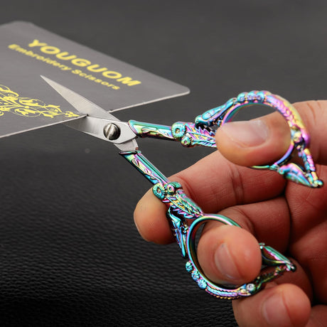YOUGUOM Sewing Embroidery Scissors – Small Vintage Sharp Detail Shears for Craft, Artwork, Needlework Yarn, Handicraft DIY Tool, Thread Snips, 4.6in Rainbow Bird Style YOUGUOM