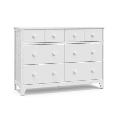 Storkcraft Moss 6 Drawer Dresser (White) – GREENGUARD Gold Certified Nursery Dresser, Safety-Focused Interlocking Drawer System, Chest of Drawers for Bedroom, Wood Craftsmanship
