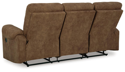 Signature Design by Ashley Edenwold Contemporary Faux Leather Manual Reclining Sofa, Dark Brown