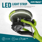 AMYBEST Drywall Sander, Powerful Electric Drywall Sander with Vacuum Dust Collection, 5 Speed 1000-2100 RPM, Popcorn Ceiling Remover, LED Light & 12 Sanding Discs, Extendable Handle (GREEN) AMYBEST