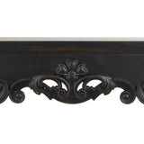 Deco 79 Wood Scroll Freestanding Fireplace Mantle with Floral Accents, 45" x 10" x 43", Black Deco 79