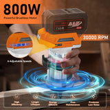 Aslsouti Cordless Trim Router, Compact Wood Router Tool Compatable for Makita 18V/21V Batteries, Power Palm Routers Brushless for Woodworking, 1/4" Collets Fixed Base with Depth Adjustment 6 Speeds Aslsouti