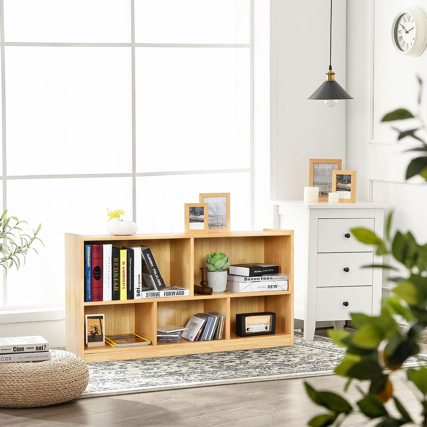 Tangkula Yellow 5-Cube Wooden Storage Bookcase - Stylish 2-Tier Display Shelf for Any Room - WoodArtSupply